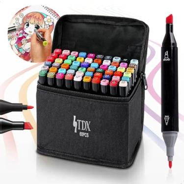 Imagem de Kit 24 Canetinhas Coloridas Touch 24 Cores Com Ponta Dupla e Estojo Canetas Marcadores Coloridos Para Desenho Colorir Livros Ilustrar Pintura Escola Escolar (60)