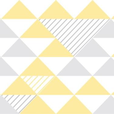 Imagem de Papel De Parede Adesivo Lavável Triângulos Quarto Bebê Verde Rosa     