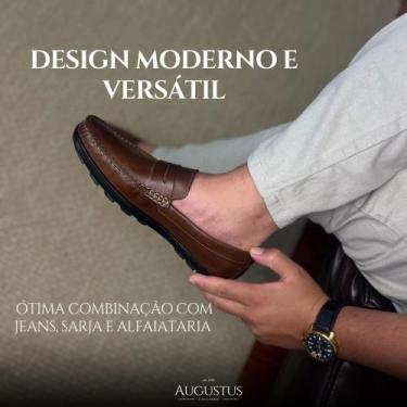 Imagem de Mocassim Masculino Sem Cadarço Leve Antiderrapante Confortável em Cour