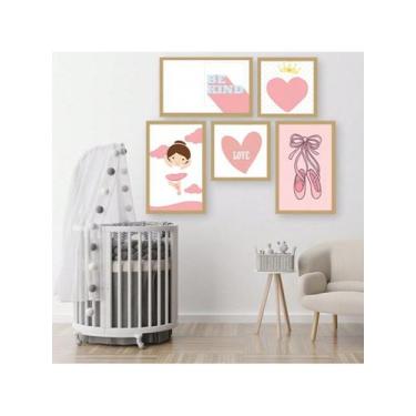 Imagem de Kit 5 Placas Quadros Decorativos Quarto Baby Infantil Menina 70x90 - N