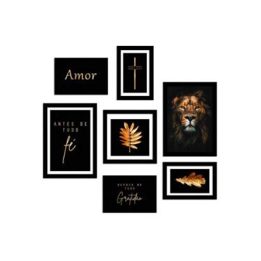 Imagem de kit 7 Quadros Decorativos Leão Religioso Frases Biblicas Antes De Tudo