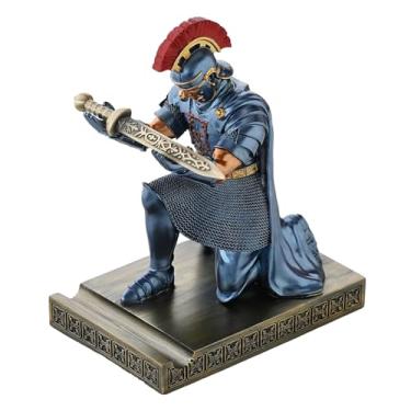 Imagem de CYXStar Porta-canetas Roman Praetorian Prefect Warrior Knight Ornamento de Resina Guarda Pretoriana Suporte de telefone celular Acessórios de mesa e organizador para escritório com abridor de cartas