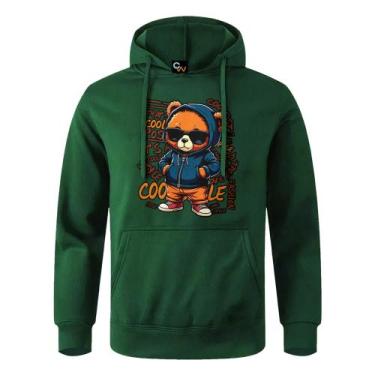 Imagem de Moletom Canguru Blusa De Frio Estampada Urso Fashion Cool Casaco Mascu