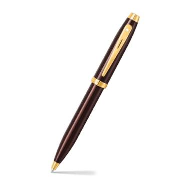 Imagem de Sheaffer Gift 100 9370 Caneta esferográfica marrom café brilhante com acabamento em tom dourado PVD | Caneta esferográfica marrom café | Conjunto de caneta premium para presente
