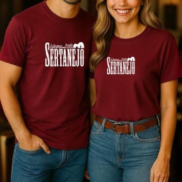 Imagem de Camiseta Algodão Unissex Casal Country Estampa Sistema Sertanejo Bruto