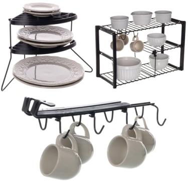 Imagem de Organizadores de Cozinha 3 peças Preto Metaltru - Kit 11