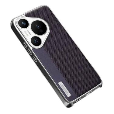 Imagem de Roxo, 70, Capa de couro FWYANZH para Huawei Pura 70 Ultra/70 Pro +/70 Pro/70, revestimento minimalista, sem borda, cor de emenda, capa antidigitais elegante