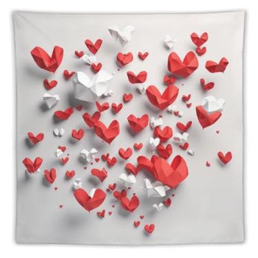 Imagem de Tapeçaria para pendurar na parede 76 x 101 cm decora tapeçarias para quarto coração em fundo branco tapeçaria de parede estética macia tapeçaria de decoração de parede para sala de estar cobertor de