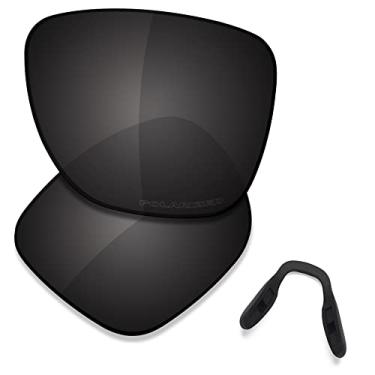 Imagem de SAUCER Lentes de reposição premium e protetores de nariz para óculos de sol Oakley Crossrange XL OO9360 de alta definição - preto carbono polarizado