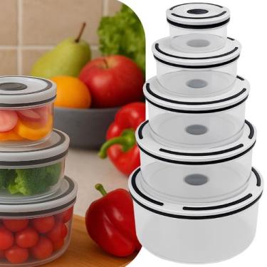 Imagem de Kit Potes Herméticos Transparentes Para Frezzer E Microondas 5 Peças L