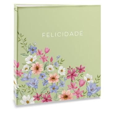 Imagem de Álbum de fotos Ical, encadernação fichário, para 100 fotos 15x21cm - envelope plástico branco - linha Floral - modelo floral suave - felicidade - 327