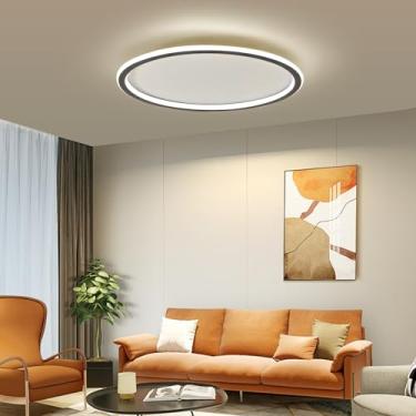 Imagem de Luminária de teto embutida de 40 a 60 W, luminária de teto de LED redonda de 40 a 60 W, lâmpada de teto moderna fina, perto de luzes de teto para quarto, cozinha, sala de estar, selecionável em 3