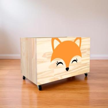 Imagem de Caixote de Madeira para Brinquedos, Caixa Organizadora de Madeira, Baú com rodas para Brinquedos(CX101)