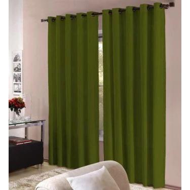 Imagem de Kit com 5 Cortinas Roma 3x2,5 para sala  Admirare, Verde