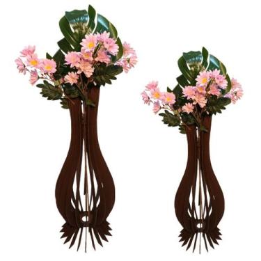 Imagem de Vaso de Chão Decorativo Grande ANA MARIA MDF - LENOBRE, Preto, Kit com