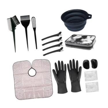Imagem de Kokiya Kit de tintura de cabelo com luvas, escova e tigela, grampo de cabelo, kit portátil para coloração de cabelo em salão de cabeleireiro em casa, Preto