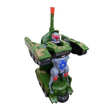 Imagem de Tanque de Guerra Transformável em Robô, 32 x 10,5 cm, com Luzes e Sons, Camuflado Militar, Brinquedo 2 em 1