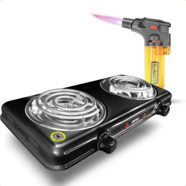 Imagem de Fogareiro Fogão Cooktop Duas Bocas 220v Elétrico Portátil 2000w Com Ma