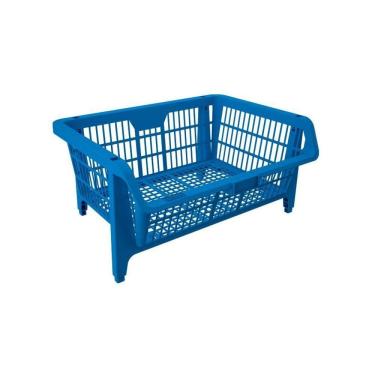 Imagem de Conjunto 5 Cesto Expositor Medio Empilhável Azul Presto