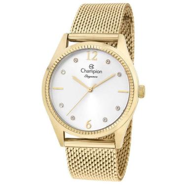 Imagem de Relógio CHAMPION feminino prata dourado strass CN25770M