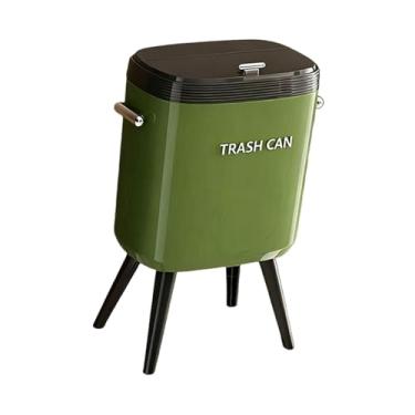 Imagem de Bothyi Lata de lixo com pernas antidobráveis, grande capacidade de 15L, balde de papel criativo com tampa selada para banheiro, escritório, banheiro, quarto, Verde