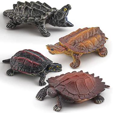 Imagem de Estatueta de tartaruga snapping 4PCS Snapping Turtle Tortoises Estatuetas De Plástico Pequenas Tartarugas Estatuetas para Festa Infantil Favor Decoraç