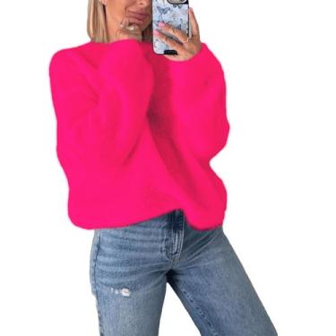 Imagem de Suéter Antnation Soft Fuzzy Knit de tamanho grande para mulheres