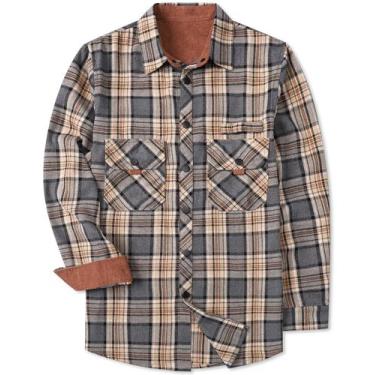 Imagem de Camisa masculina Sangtree de flanela de manga comprida xadrez com botõ