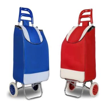 Imagem de Carrinho De Compras Feira Dobrável C/ Rodas Suporta 30 Kg - Dubai