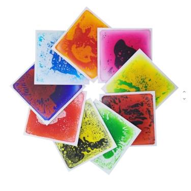 Imagem de Piso Sensorial Gel Líquido, 30x30 cm, Conjunto com 4 Placas, para Casa e Escola, Borracha Anti-Derrapante, Indicação para Autismo.