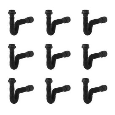 Imagem de Kit Sifão Extensível Sanfonado Flexível com 9 unidades PVC Preto Até 7