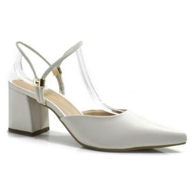 Imagem de Scarpin Slingback de Salto Bloco Cazzualen 1204, Off white, 35