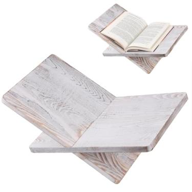 Imagem de Suportes de livros de madeira maciça Farmhouse – suporte de exibição de livros, suporte de livros de culinária, suporte para livros didáticos, suporte de livro de receitas, suporte de livro aberto