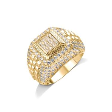 Imagem de Aliança de casamento de zircônia cúbica preta e branca banhada a ouro/prata, anéis de casamento de zircônio de cristal de luxo para homens, presentes de festa de noivado para homens, joias modernas