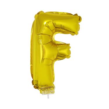 Imagem de Balão Metalizado 16" Funny Letra F Dourado com Suporte