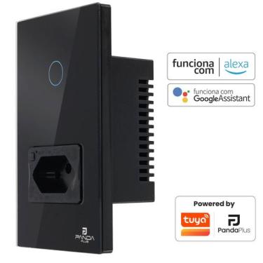 Imagem de Interruptor Inteligente Wifi 1 Botão Touch 1 Tomada 16A Bivolt Smartli