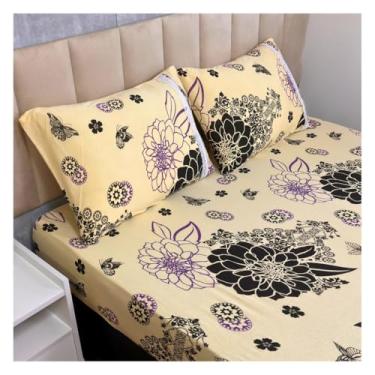 Imagem de Jogo de Lençol de Malha Casal 3 peças Estampado 100% Algodão Elástico Fronha c/Zíper(Modelo - 1)