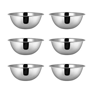 Imagem de Conjunto 06 Tigela Bowl 18 Cm Em Aço Inox Prata Cozinha Completa Funcional