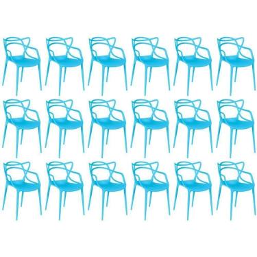Imagem de Kit 18 Cadeiras De Jantar Allegra Design Empilhável - Azul