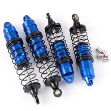 Imagem de WEFEINO 4Pcs Aluminum Front & Rear Shock Set RC Dampers Upgrade Parts for Losi 1/16 Mini-B 1/18 Mini-T RC Car Buggy (Blue + Black)