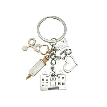 Imagem de Chaveiro: estetoscópio de seringa hospitalar em liga de zinco - yiweis