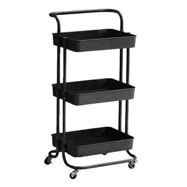Imagem de Carrinho Organizador Cozinha Banheiro Escritório Preto