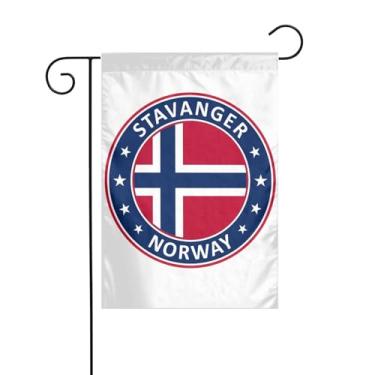 Imagem de KOSUES Bandeira da Noruega Bandeira da Noruega Bandeira de jardim 30,5 x 45,7 cm Bandeiras externas de dupla face vertical sazonal bandeira de boas-vindas festa quintal férias interior exterior