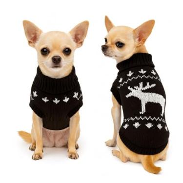 Imagem de Suéter de Tricot para Cachorros e Gatos Roupinha de Lã Macia Tamanho M (Raças Pequenas) (ALCE MARROM, M)