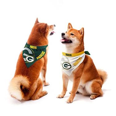 Imagem de Little Earth 320603-PACK-S-1: Conjunto de bandana para animais de estimação Green Bay Packers Home and Away