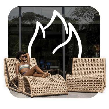 Imagem de Poltrona Summer com Apoio de Pés  Trama Náutica e Estrutura em Alumíni