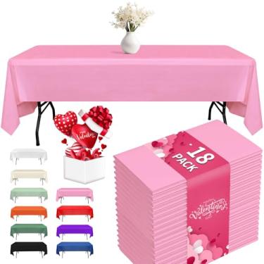 Imagem de Fixwal Toalha de mesa de plástico descartável, pacote com 18, toalhas de mesa retangulares, dia dos namorados, decorações de dia das mães, festa de Páscoa, capa de plástico pastel, à prova de