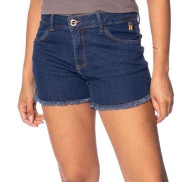 Imagem de Short Jeans Feminino Max Denim Barra Puída Azul Escuro-Feminino