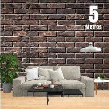 Imagem de Papel de Parede PREMIUM ROLO 5m Autoadesivo Tijolo Envelhecido Salas e
