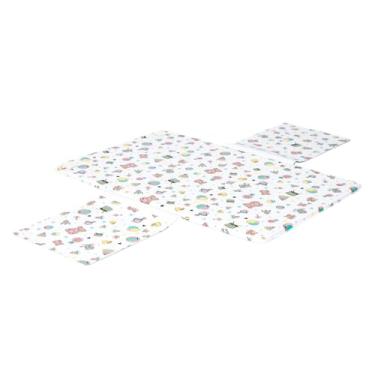 Imagem de Trocador de Fraldas Portátil Bebê Impermeável com Bolsos, Estampas Coloridas de Animais e Brinquedos (Verde Toys)